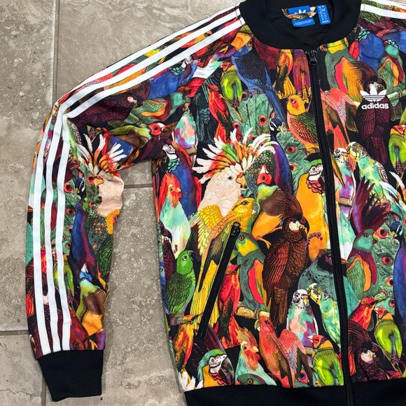 Adidas Originals x Farm Rio Tropical Bird Print Track Jacket Womens sz 12 - Picture 5 of 16